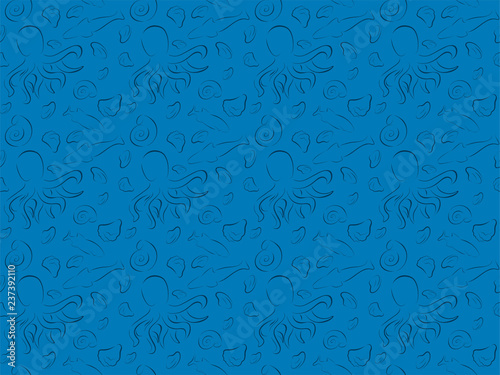 seamless pattern fish and seafood octopus