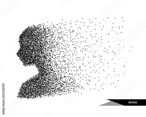 Abstract vector illustration of human bust in the form of dots.