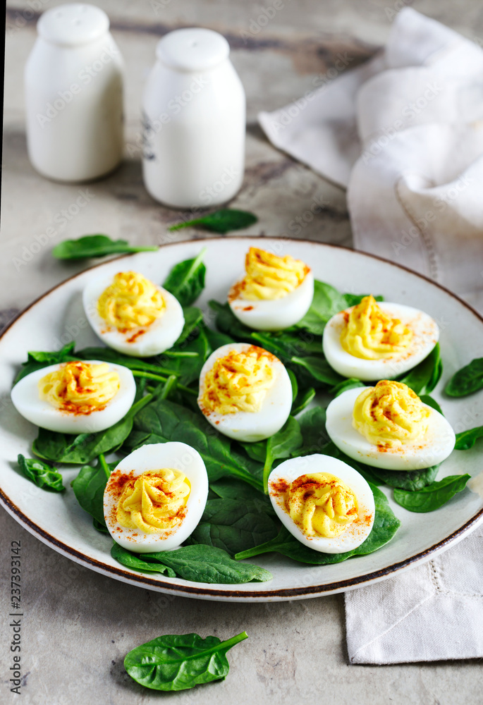 Deviled Eggs with Paprika as an Appetizer