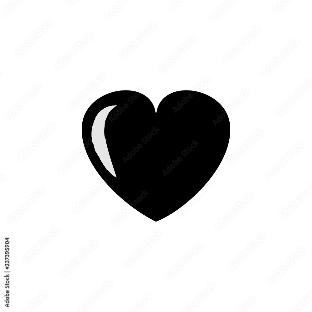 Heart black on white background sign. Symbol linked, join, love, passion and wedding. Monochrome template for t shirt, apparel, card, poster, valentine day. Design element. Vector illustration.