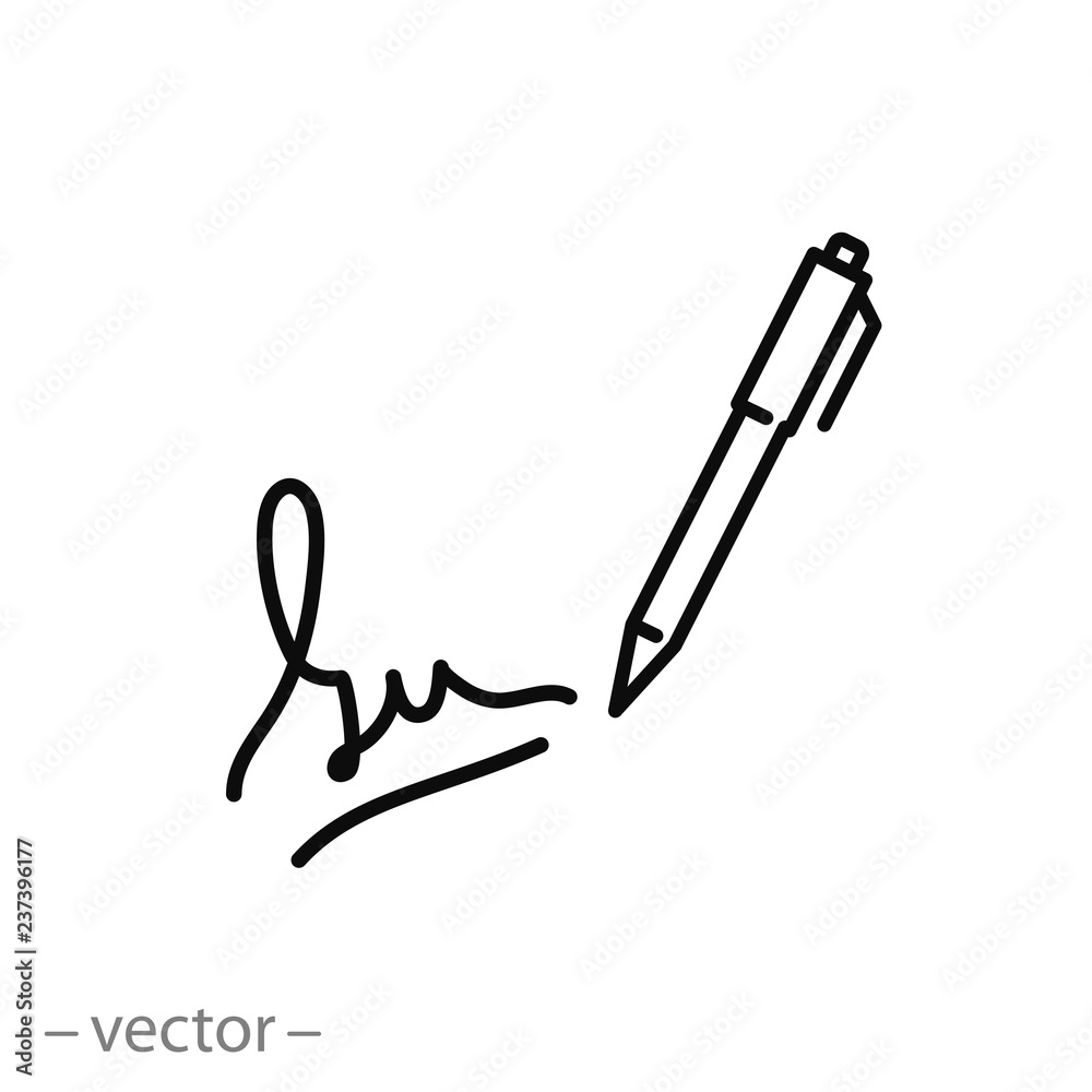 autograph icon vector - obrazy, fototapety, plakaty 