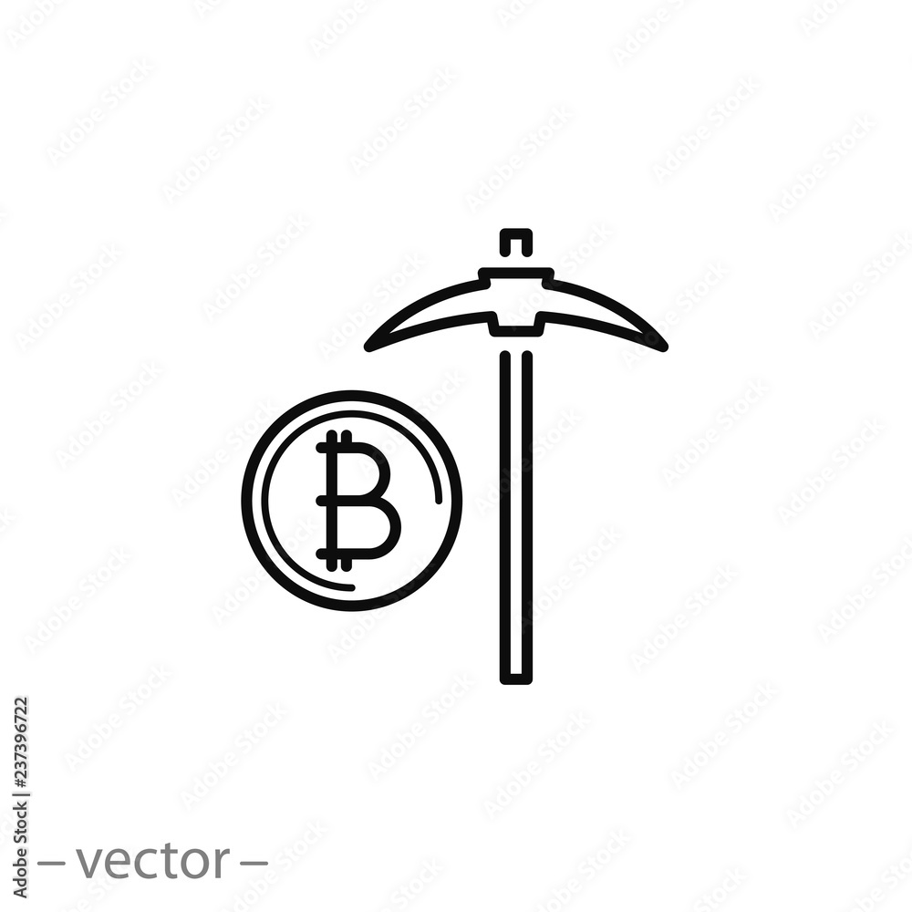 Bitcoin mining icon vector Bitcoin mining icon vector