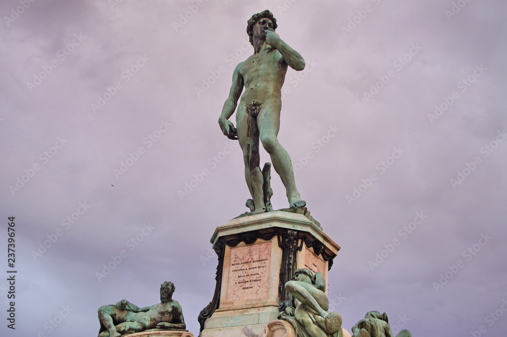 Statue of David at Piazzale Michelangelo at sunset, Florence