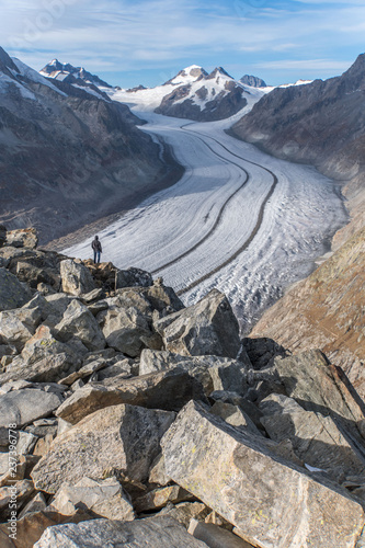 Aletsch Gletscher with human silhouette photo