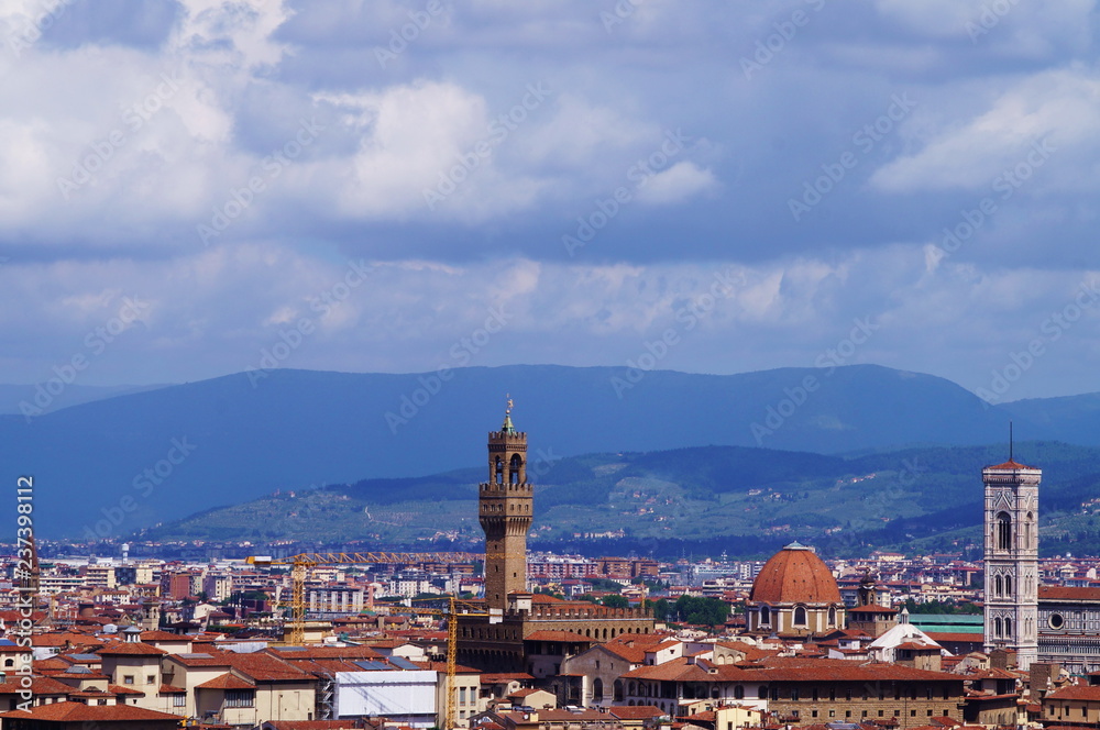 View of Florence from the surrounding hills, Italy