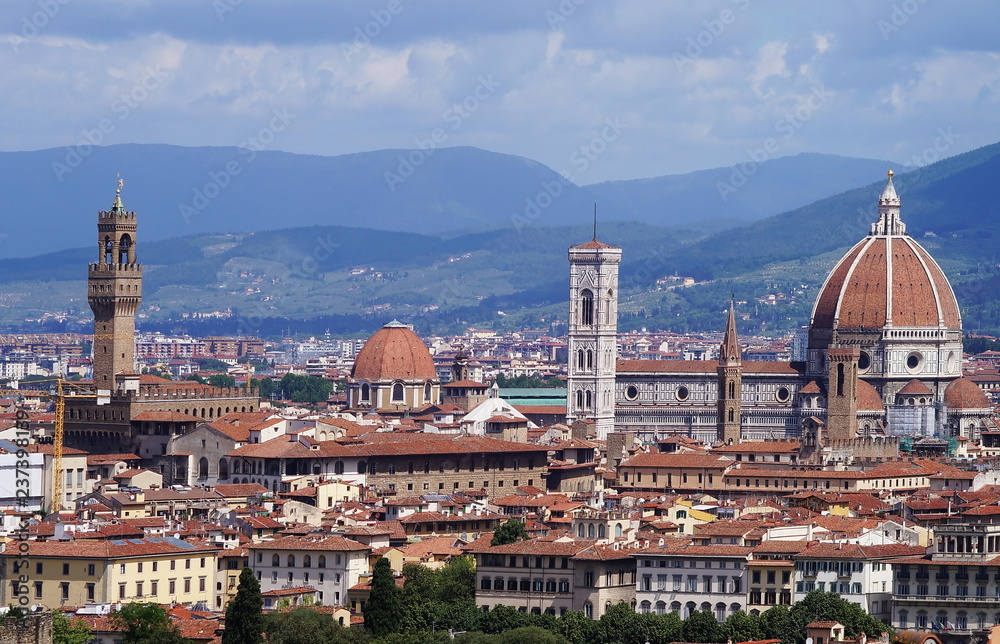 View of Florence from the surrounding hills, Italy