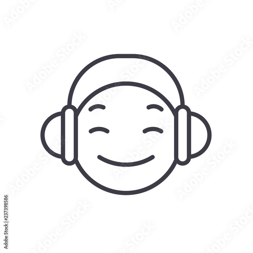 Dj Emoji concept line editable vector concept icon. Dj Emoji concept linear emotion illustration