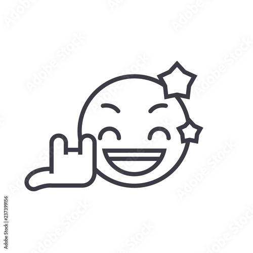 Rock Star Emoji concept line editable vector concept icon. Rock Star Emoji concept linear emotion illustration