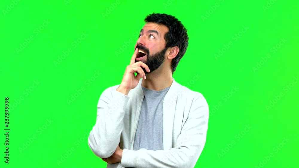 Man with beard on green screen chroma key background Man with beard on green screen chroma key background