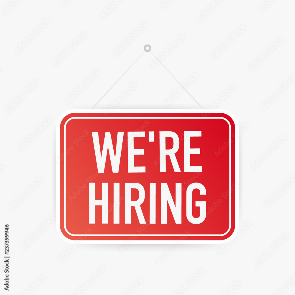 We're Hiring web banner. Megaphone With We are Hiring Speech on green background. Vector illustration. We're Hiring web banner. Megaphone With We are Hiring Speech on green background. Vector illustration.