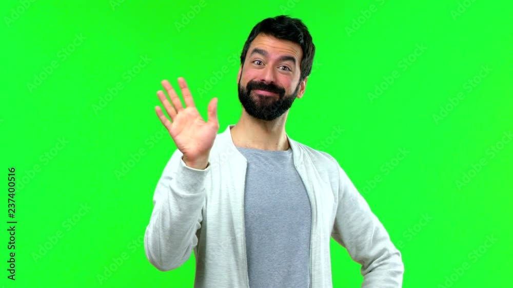 Man with beard on green screen chroma key background Man with beard on green screen chroma key background