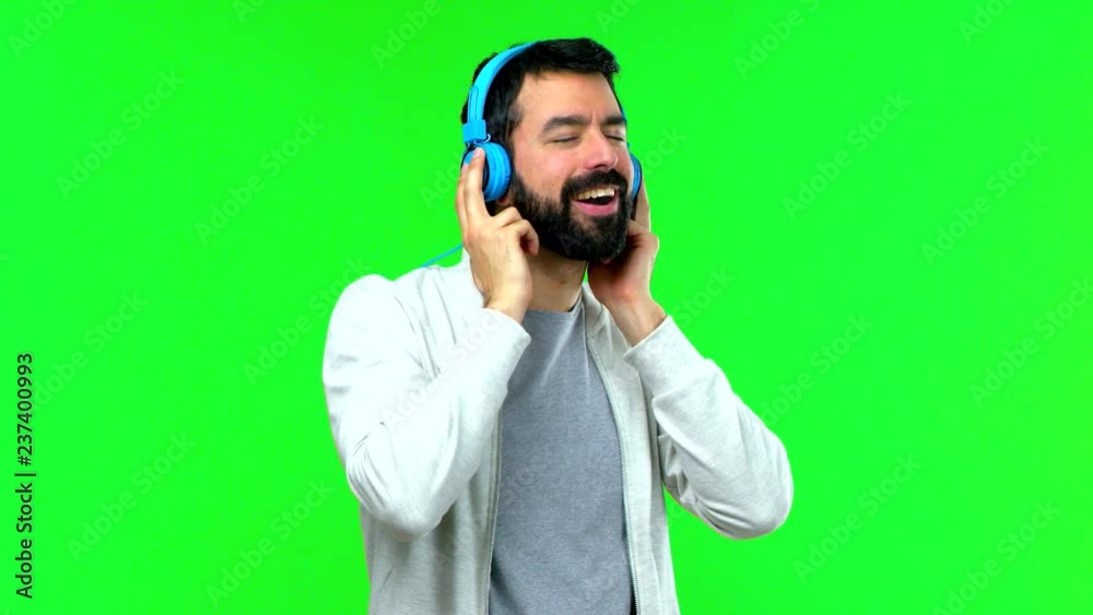 Man with beard on green screen chroma key background Man with beard on green screen chroma key background