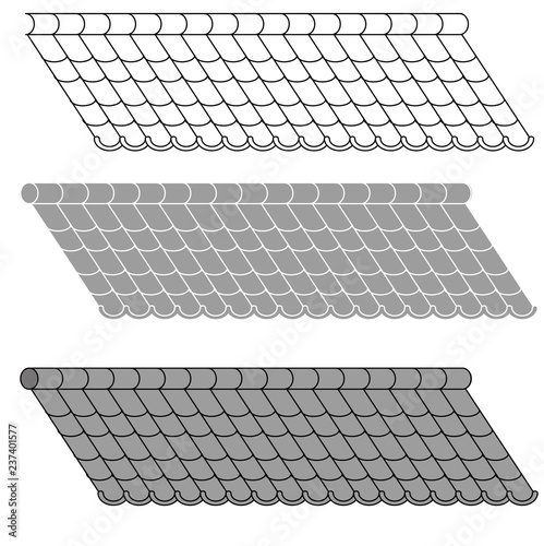 Rooftop tile shingles vector line  image 
