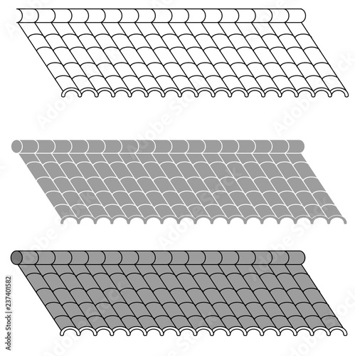 Rooftop tile shingles vector line  image 