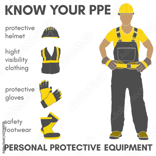 Personal Protective Equipment vector illustration objects set