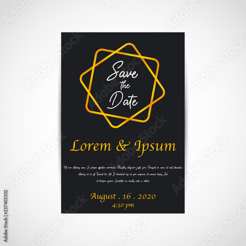 Wedding save the date  invitation card  black background  vector  illustration  eps file