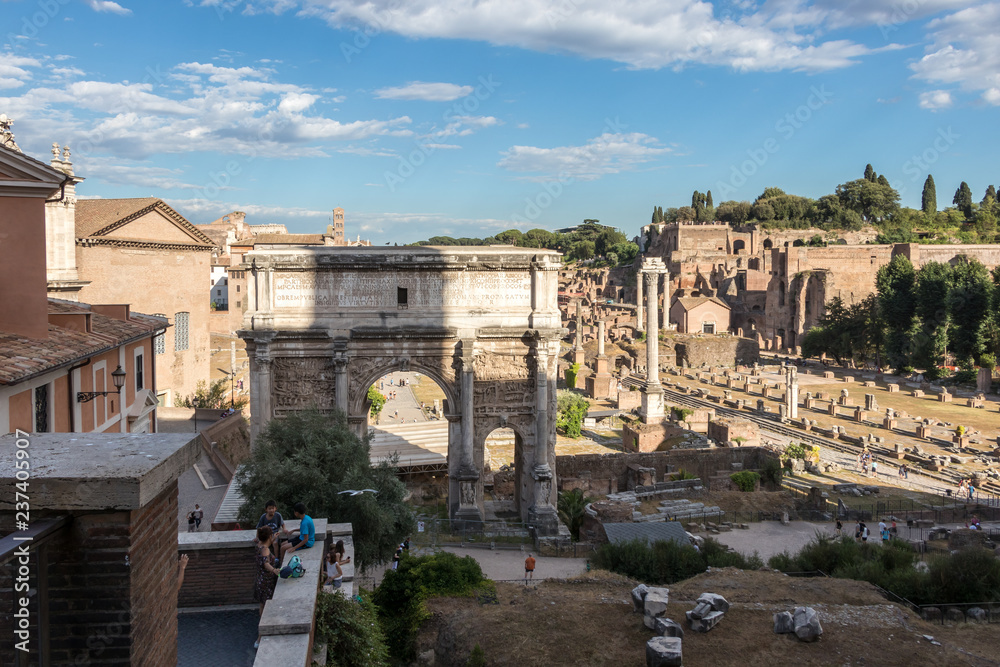 The Arch of Septimius Severus in the ancient Rome, Italy