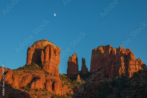 Moon Over Cathedral Rocks Sedona Arizona © natureguy