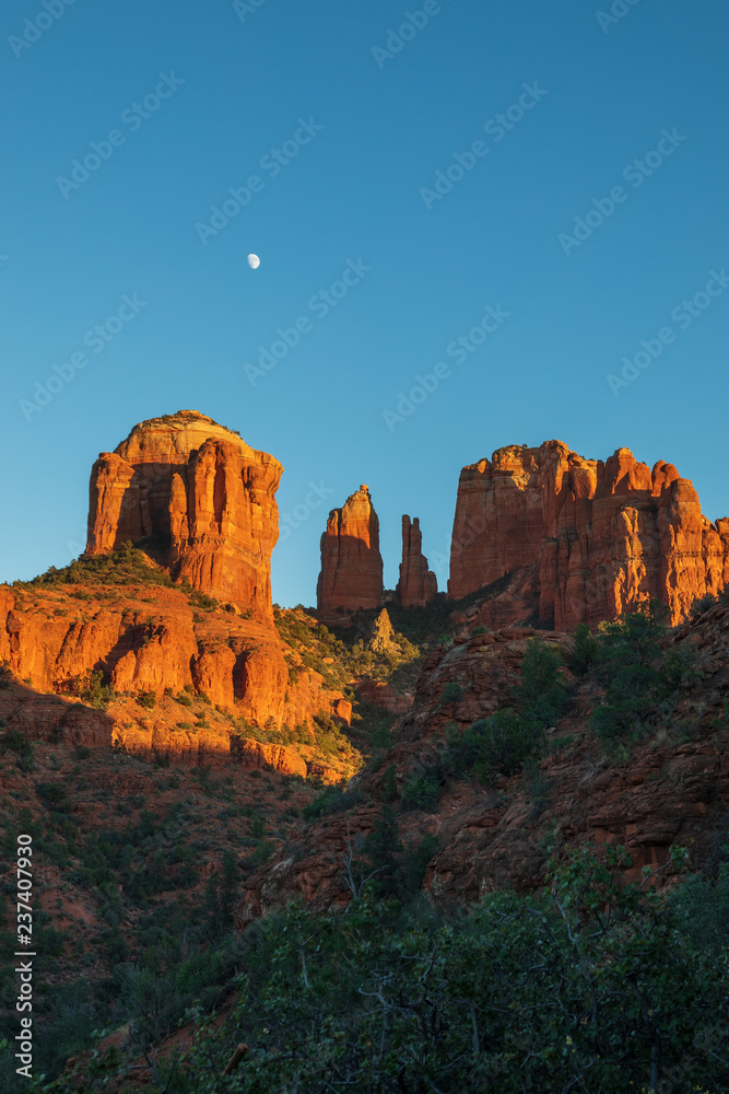 Moon Over Cathedral Rocks Sedona Arizona