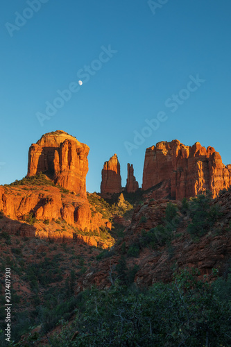 Moon Over Cathedral Rocks Sedona Arizona
