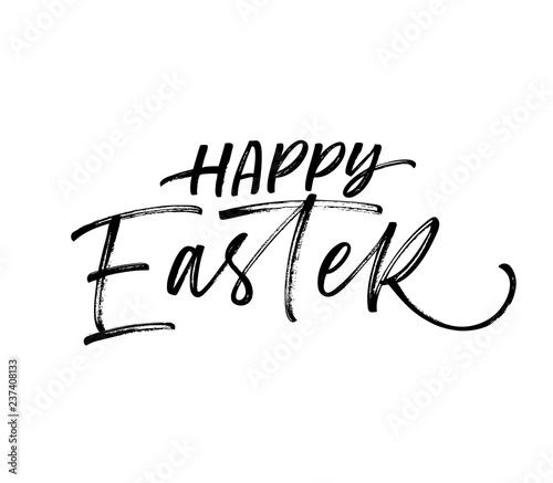 Happy Easter card. Holiday lettering. Modern vector brush calligraphy. Hand drawn lettering quote.
