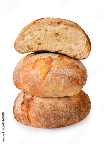  Loaf of whole graine bread isolated on white background. Arranged in group