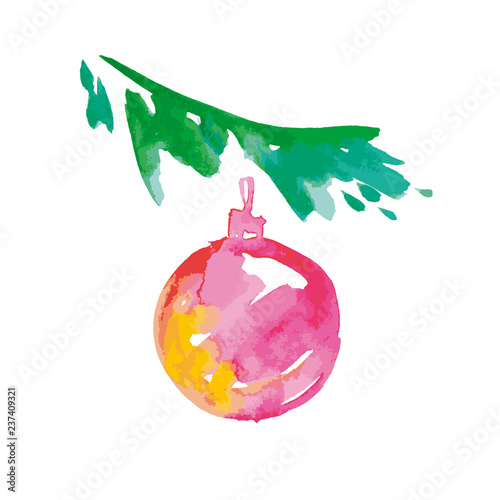 bauble with christmas tree branch.