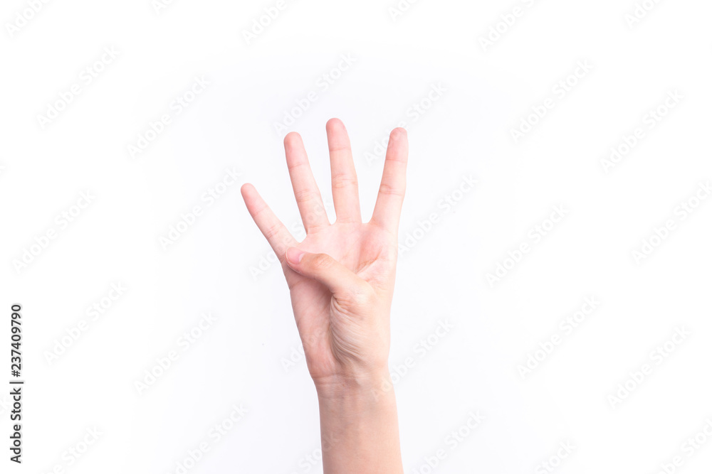 The gesture representing the number four