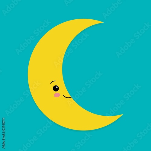 Illustration of a happy moon with a friendly smile on his face