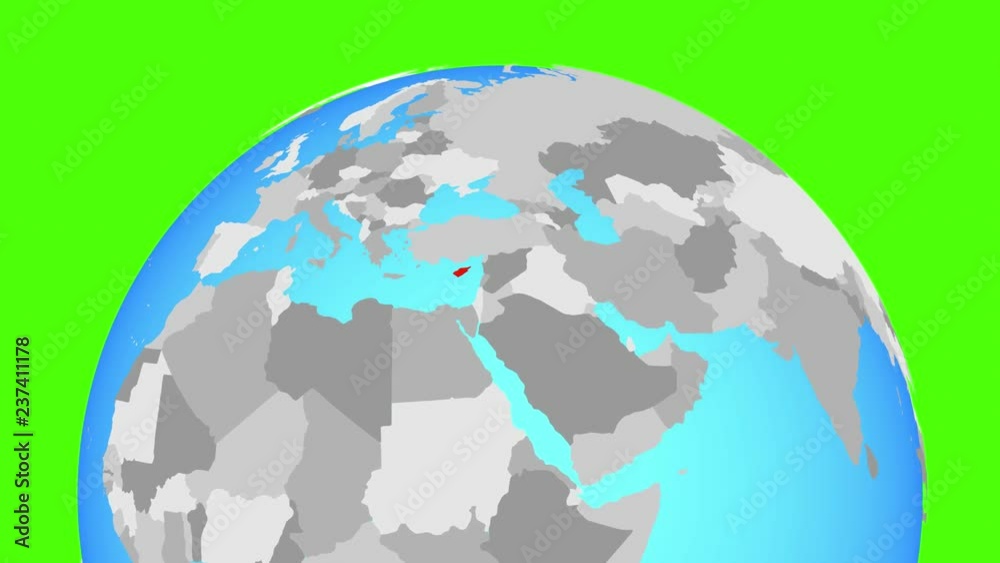 Zooming to Cyprus on political globe. 3D illustration. Zooming to Cyprus on political globe. 3D illustration.
