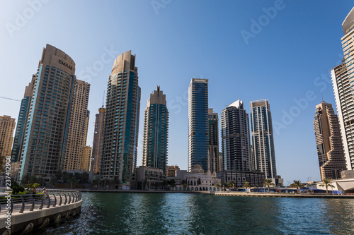 Dubai  UAE - October  2018. Modetn city of the luxury center of Dubai  United Arab Emirates