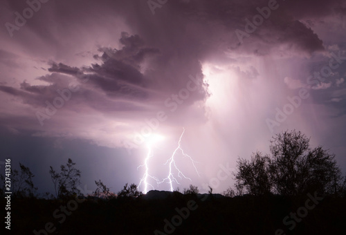 Lightning at Monsoon in Desert