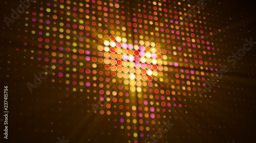 Heart shape of LED dots on digital monitor 3D illustration