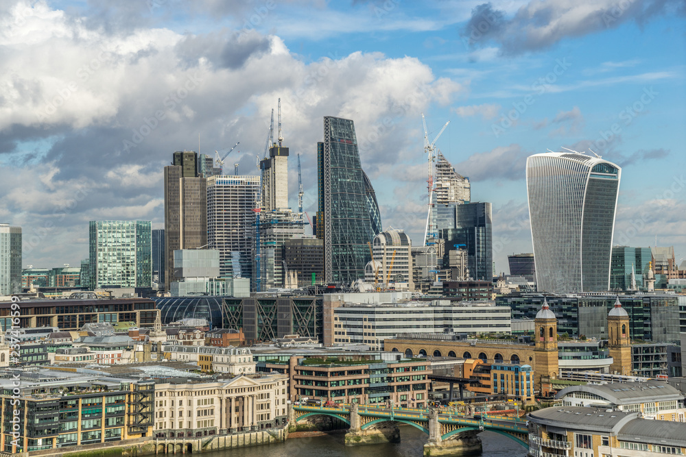 London financial district skyline 