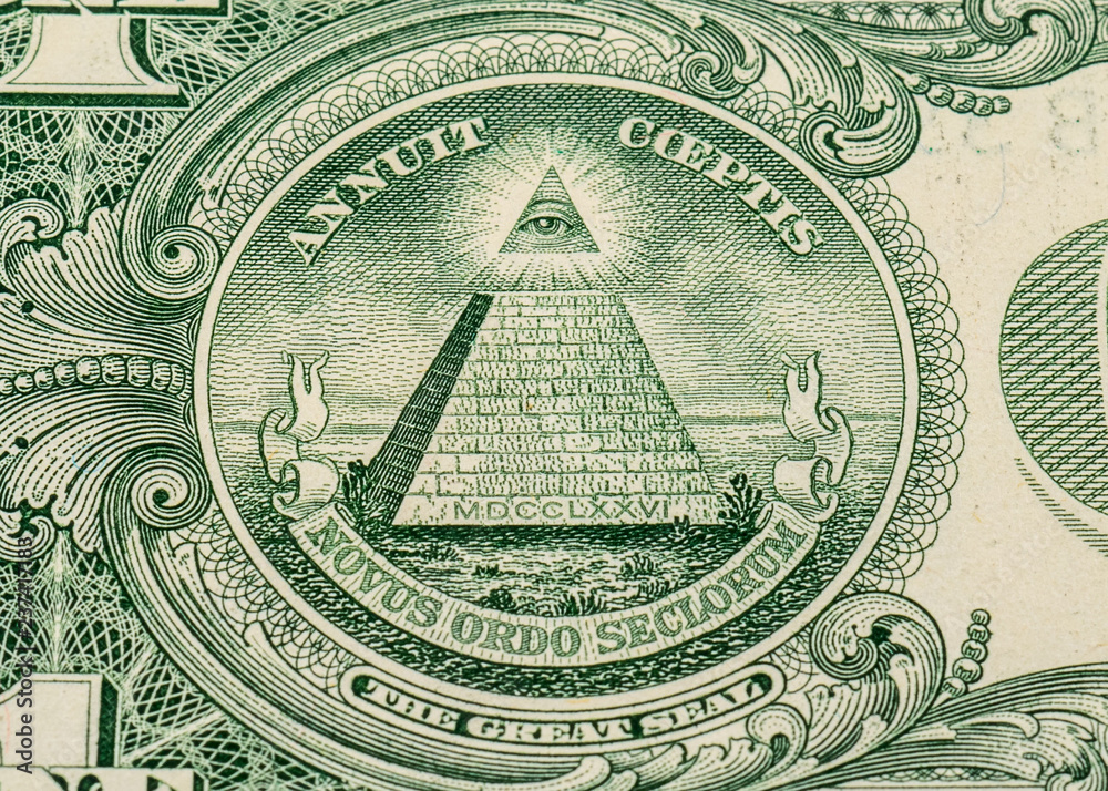 close up of the back of a US $1 dollar bill close up of the back of a US $1 dollar bill