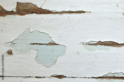 Принти на полотні Old shabby, breakaway white paint from the wooden structure in the apartment