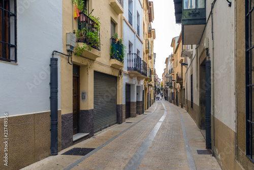 PLASENCIA  CACERES  SPAIN - NOVEMBER 18  2018  Narrow street of the historic center of the medieval city