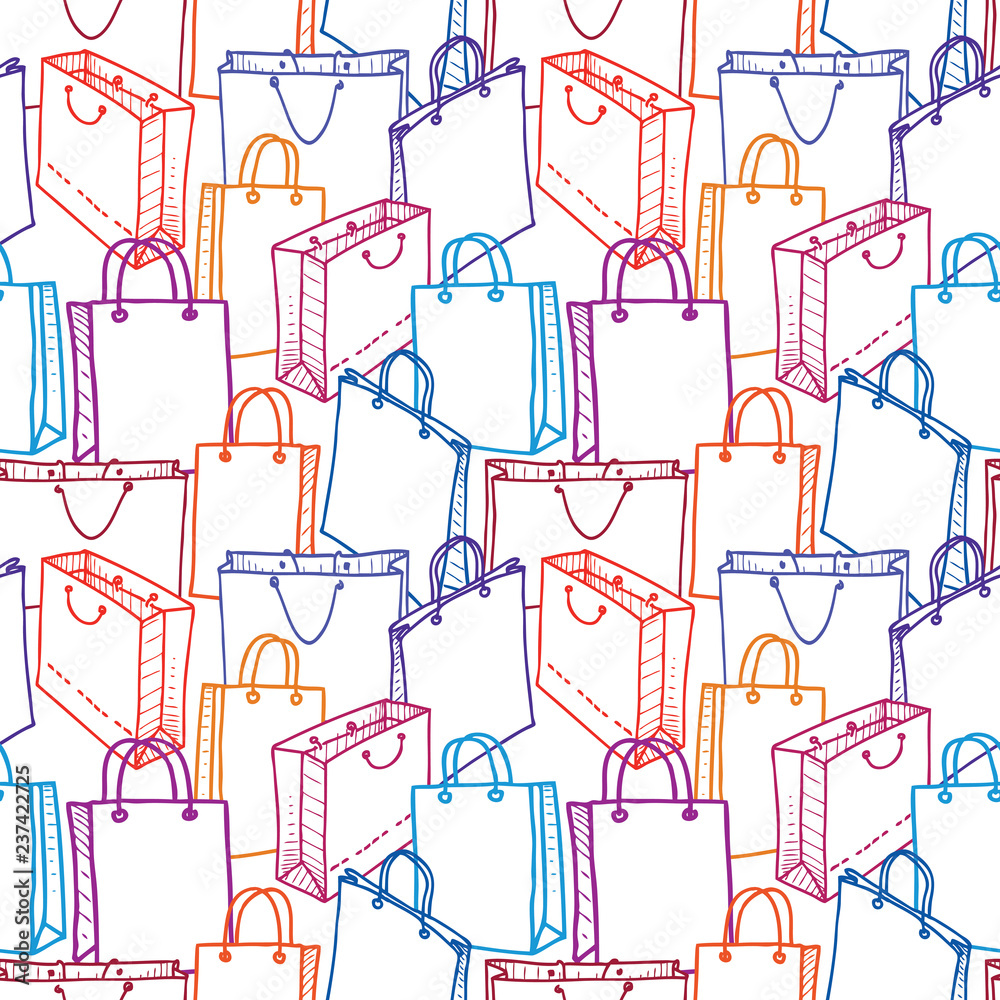 Seamless pattern of various shopping bags Seamless pattern of various shopping bags