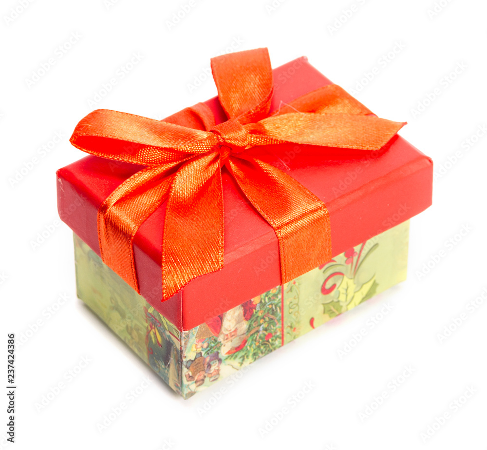 Obraz premium gift box with red bow isolated on white background