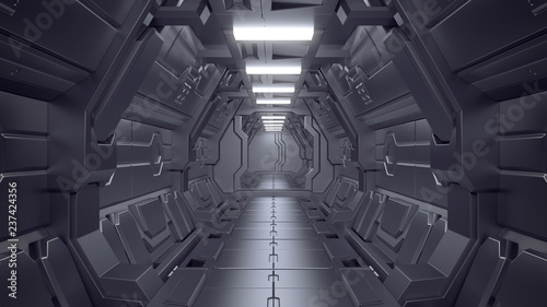 Print op canvas Science fiction interior scene - sci-fi corridor 3d illustrations