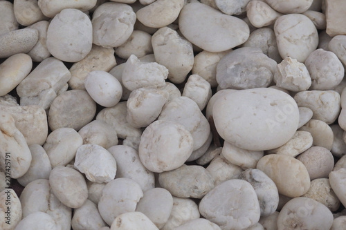 group of white cream round zen stone for background 