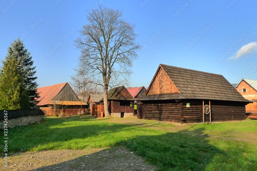 Traditional wooden houses, Losie, Low Beskids (Beskid Niski), Poland