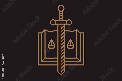 logo book of the law and the sword of justice