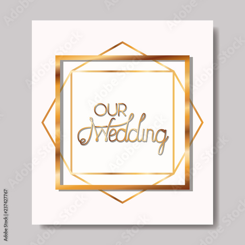 wedding invitation with golden frame © grgroup