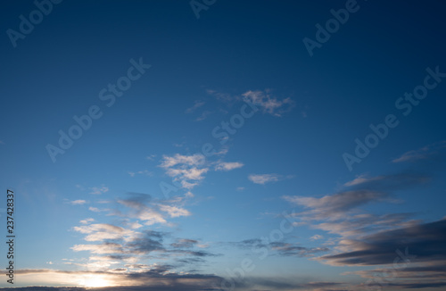 Beautiful clouds with blue sky background with part of clear sky background. Nature weather  cloud blue sky and sun   sunrise and sunset concept   sky texture   mapping