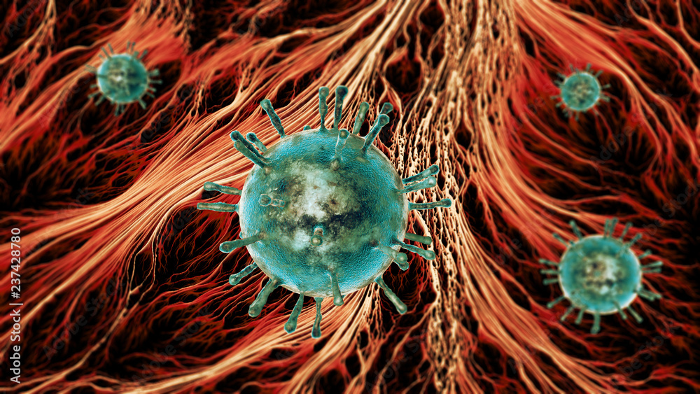 Virus, micro organismi, duplicazione e propagazione.Formazione di batteri e  microrganismi visti al microscopio Stock Illustration | Adobe Stock