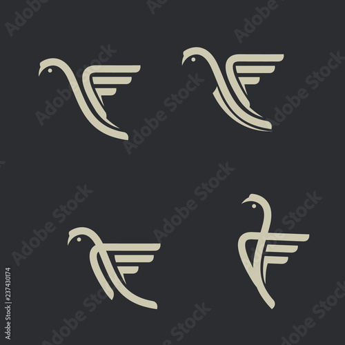 animal vector design, flat bird design symbol, modern line design with bird shape, thin line design icon, modern design style illustration with white base