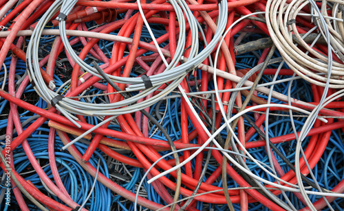 Wallpaper Mural electric cables and other power cords in a special waste collection centre Torontodigital.ca