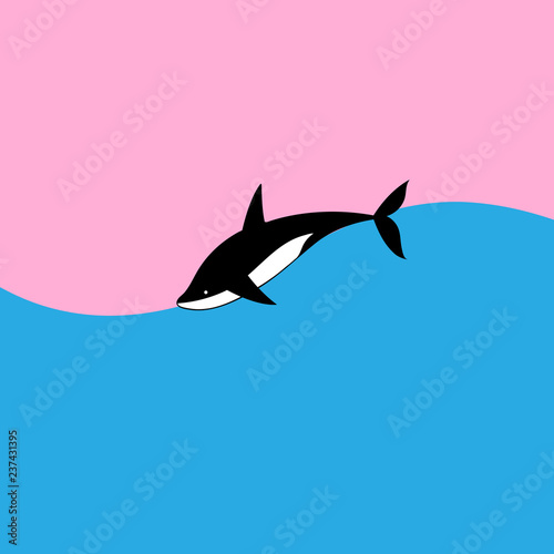 Vector sign big black silhouette Killer Whale