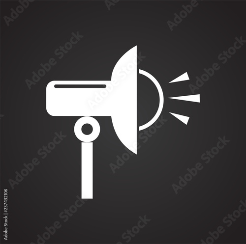 Studio flash strobe icon on black background for graphic and web design, Modern simple vector sign. Internet concept. Trendy symbol for website design web button or mobile app